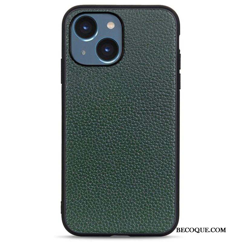 Coque iPhone 14 Plus Cuir Litchi Véritable