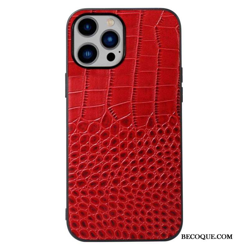 Coque iPhone 14 Plus Cuir Véritable Texture Crocodile