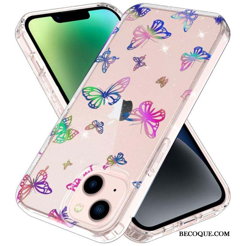 Coque iPhone 14 Plus Silicone Flexible Étoiles / Papillons