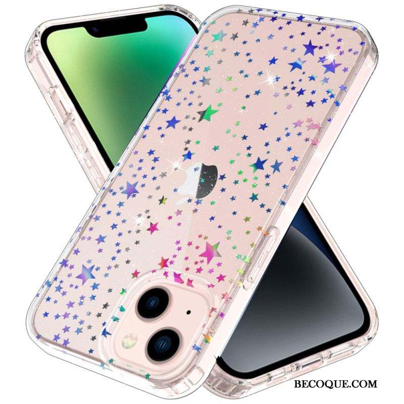 Coque iPhone 14 Plus Silicone Flexible Étoiles / Papillons