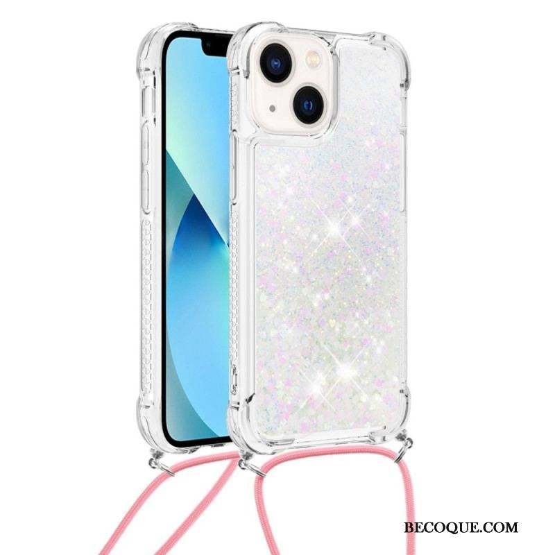 Coque iPhone 14 Plus à Cordon Paillettes