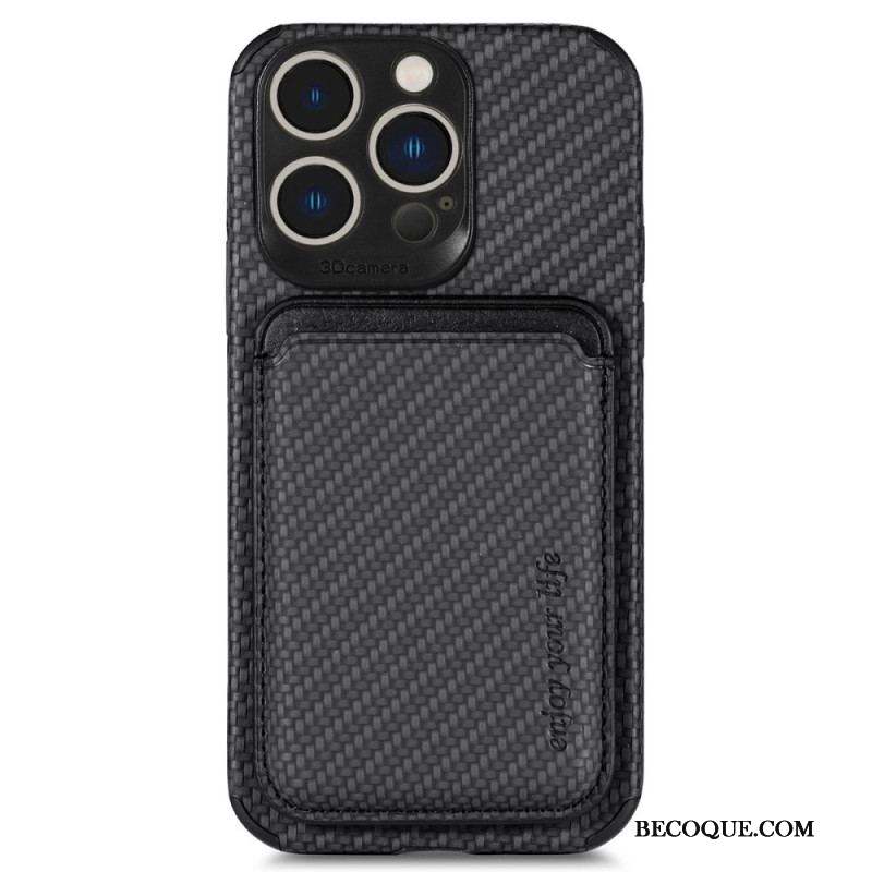 Coque iPhone 14 Pro Fibre de Carbone et Portefeuille Magnétique