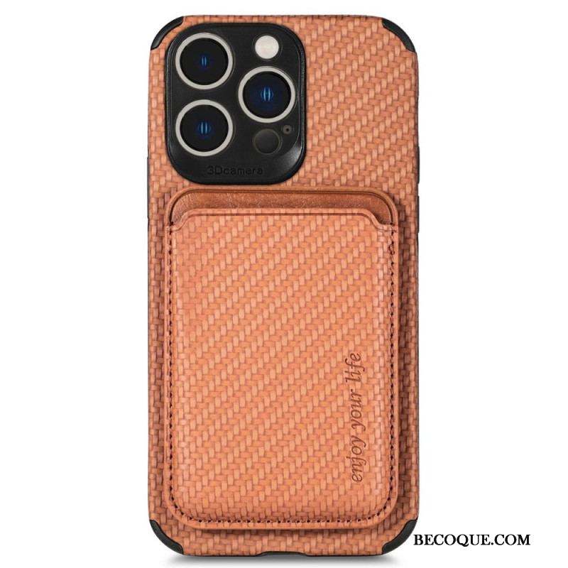 Coque iPhone 14 Pro Fibre de Carbone et Portefeuille Magnétique