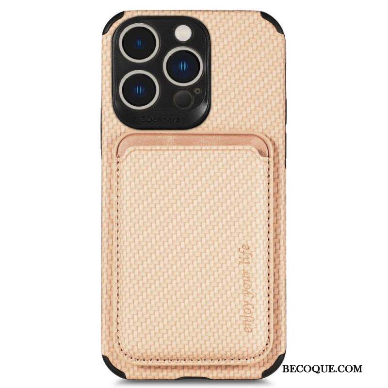 Coque iPhone 14 Pro Fibre de Carbone et Portefeuille Magnétique