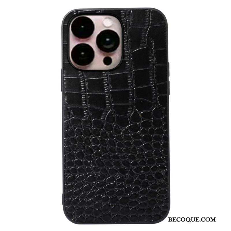 Coque iPhone 14 Pro Max Cuir Véritable Texture Crocodile