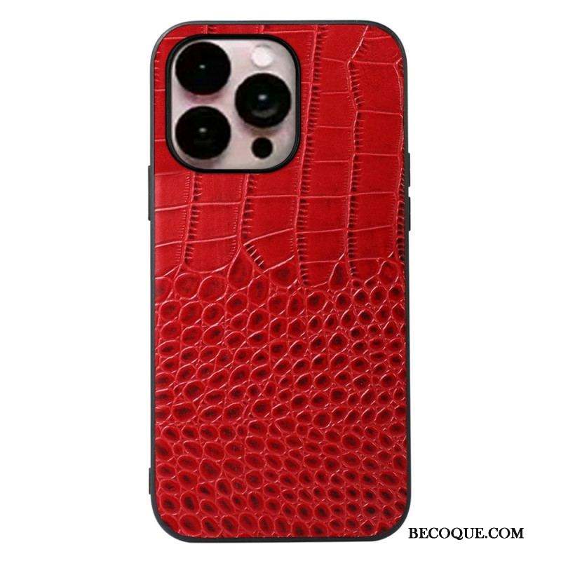 Coque iPhone 14 Pro Max Cuir Véritable Texture Crocodile