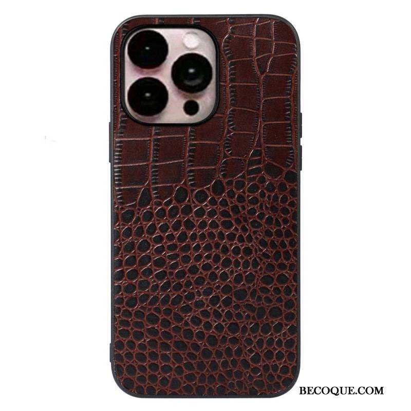 Coque iPhone 14 Pro Max Cuir Véritable Texture Crocodile