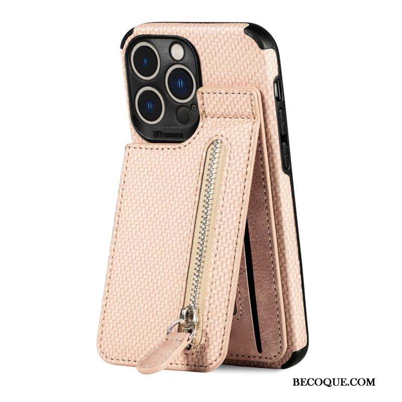 Coque iPhone 14 Pro Max Fibre de Carbone et Portefeuille