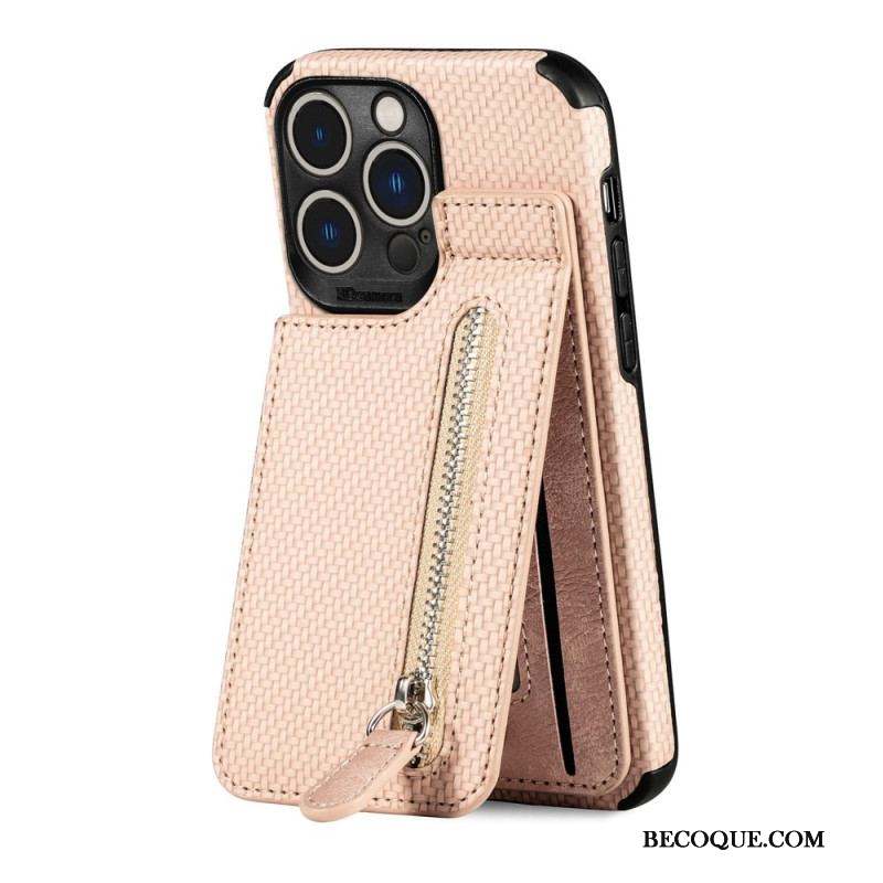 Coque iPhone 14 Pro Max Fibre de Carbone et Portefeuille