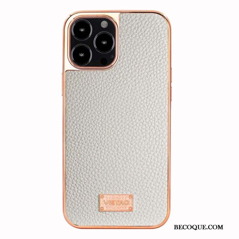 Coque iPhone 14 Pro Max Simili Cuir Litchi VIETAO