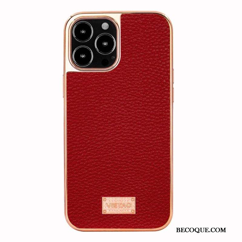 Coque iPhone 14 Pro Max Simili Cuir Litchi VIETAO