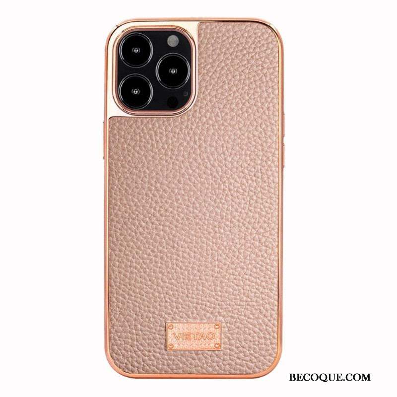 Coque iPhone 14 Pro Max Simili Cuir Litchi VIETAO