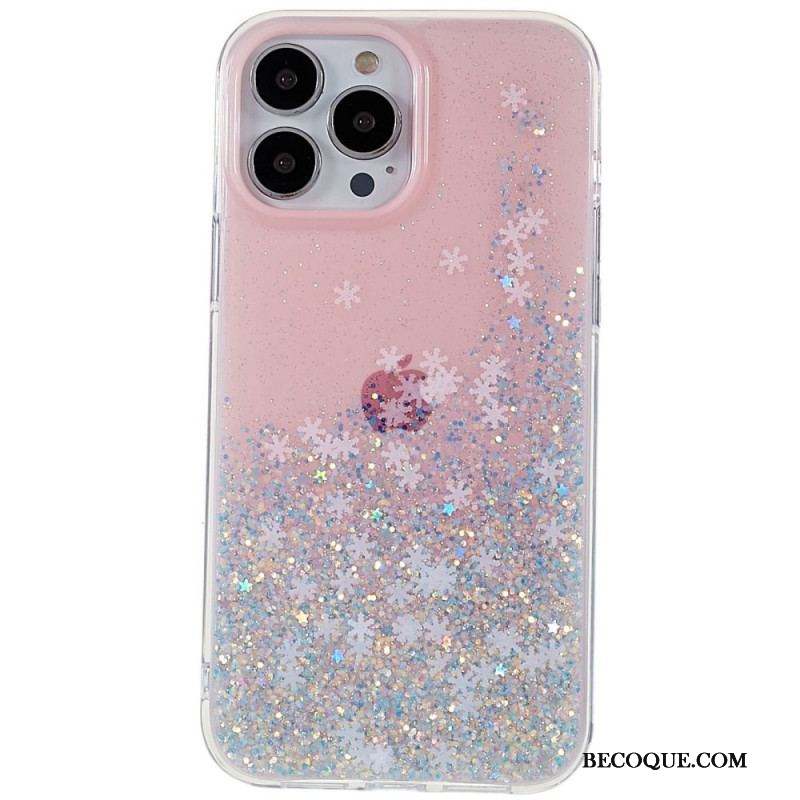 Coque iPhone 14 Pro Paillettes Flocons