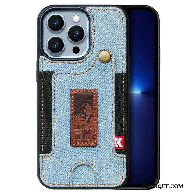 Coque iPhone 14 Pro Porte-Cartes et Sangle Jeans