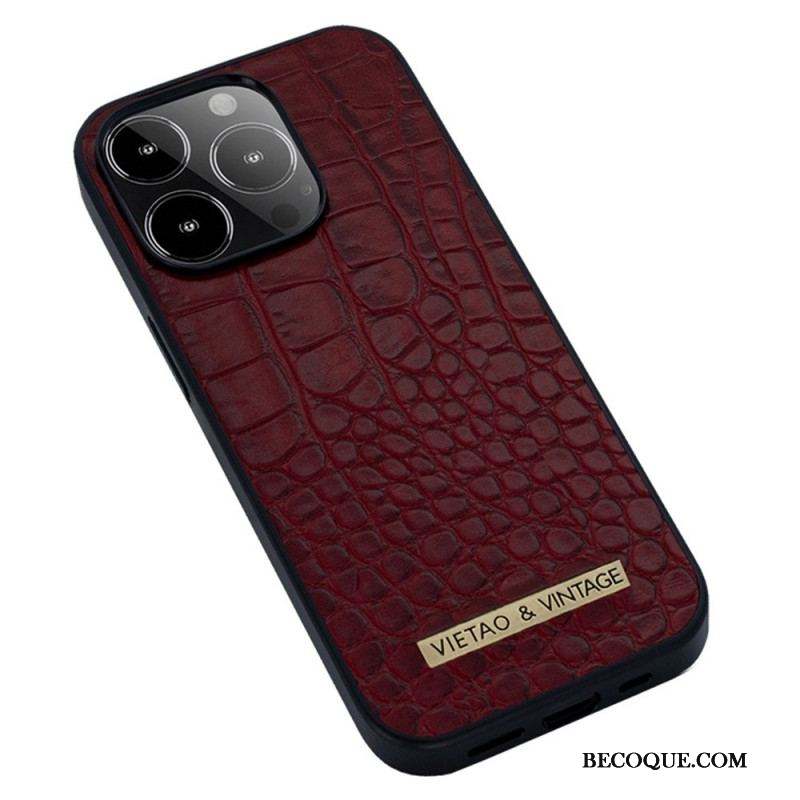 Coque iPhone 14 Pro Simili Cuir Crocodile VIETAO