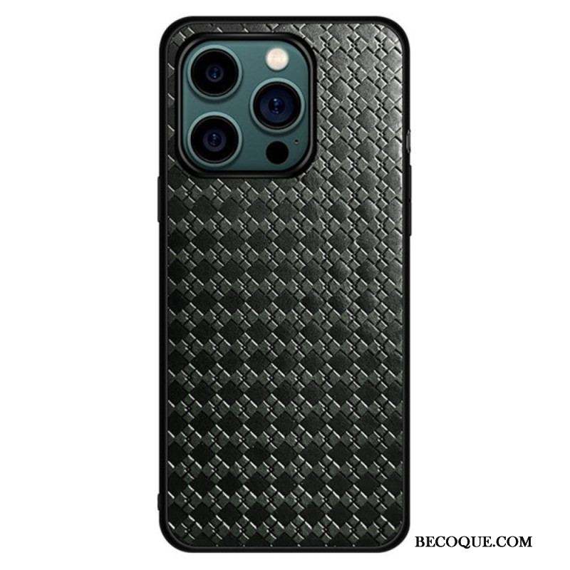 Coque iPhone 14 Pro Simili Cuir Tissé