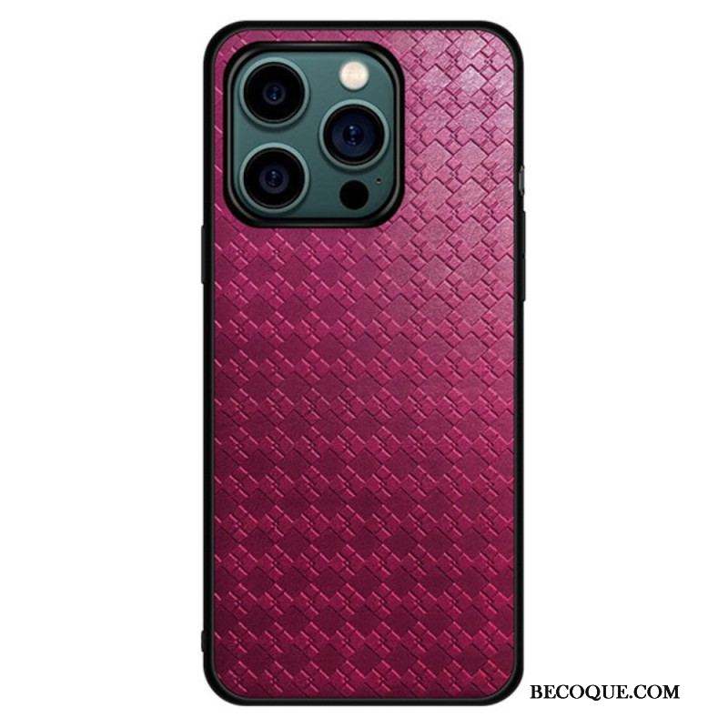 Coque iPhone 14 Pro Simili Cuir Tissé