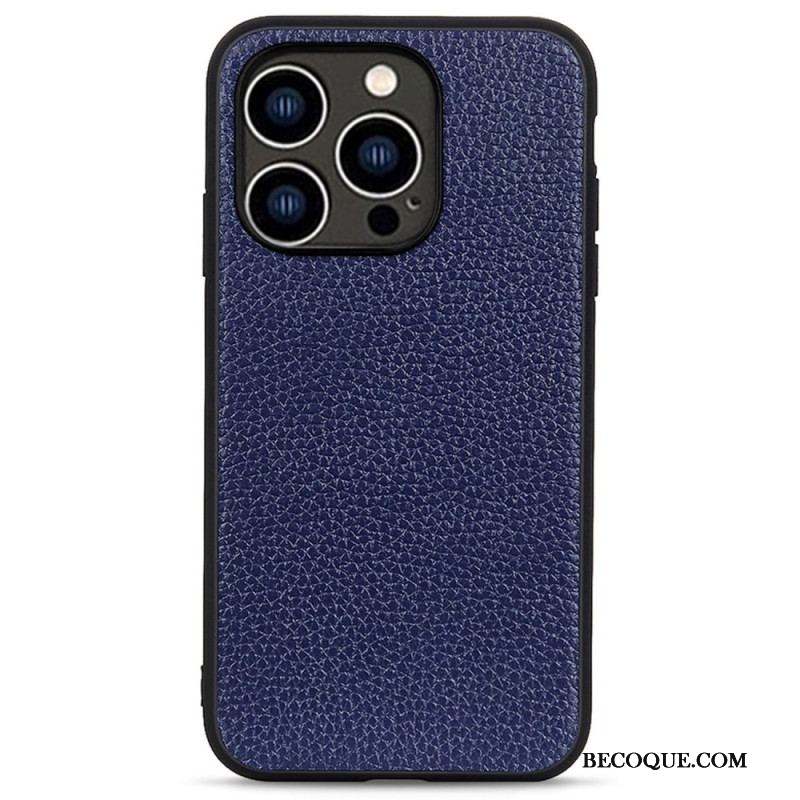 Coque iPhone 14 Pro Véritable Cuir Litchi