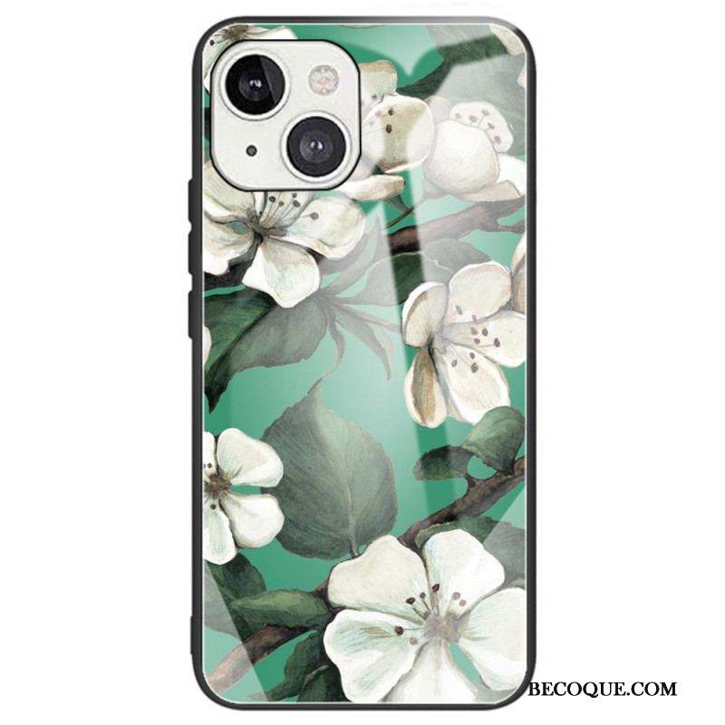 Coque iPhone 14 Verre Trempé Fleurs