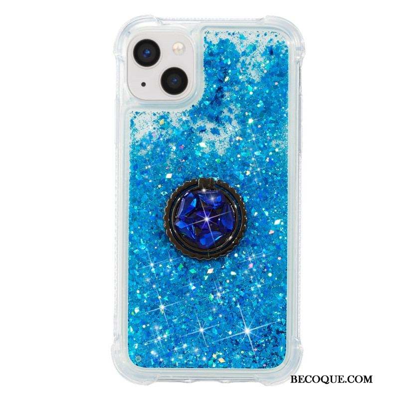 Coque iPhone 15 Plus Paillettes avec Anneau-Support