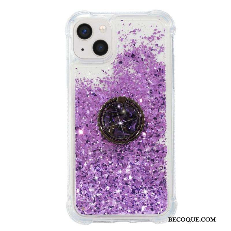 Coque iPhone 15 Plus Paillettes avec Anneau-Support