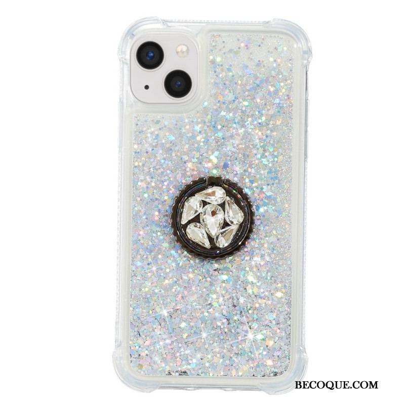 Coque iPhone 15 Plus Paillettes avec Anneau-Support