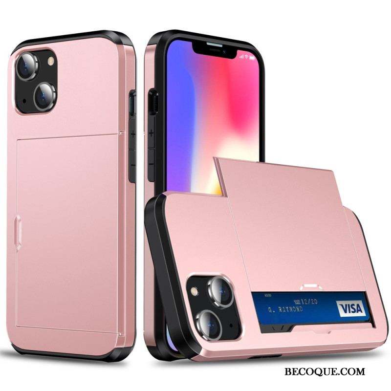 Coque iPhone 15 Plus Porte-Cartes Intégré Effet Métal