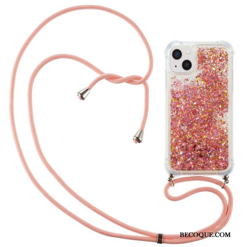 Coque iPhone 15 Plus à Cordon Paillettes