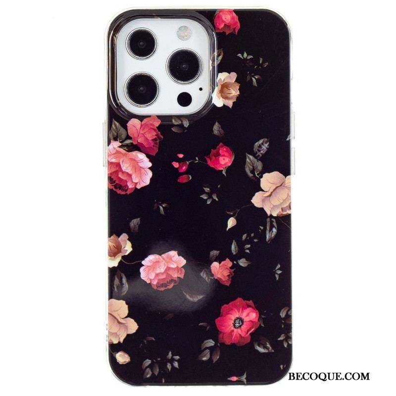 Coque iPhone 15 Pro Fluorescente Fleurs