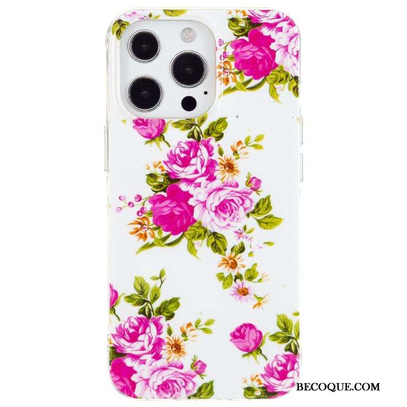 Coque iPhone 15 Pro Fluorescente Fleurs