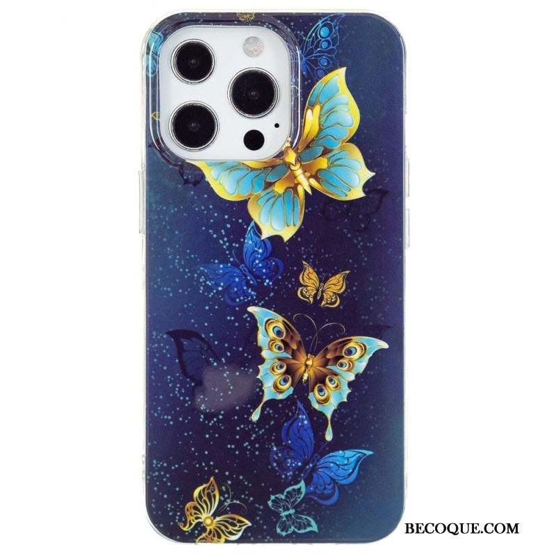 Coque iPhone 15 Pro Fluorescente Papillons