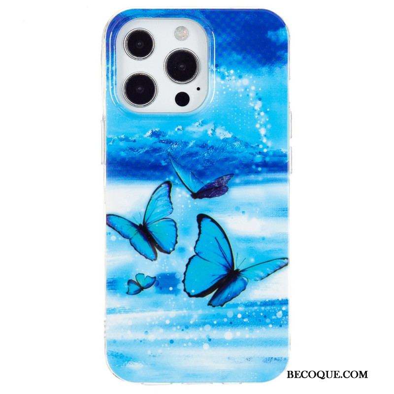 Coque iPhone 15 Pro Max Fluorescente Papillons