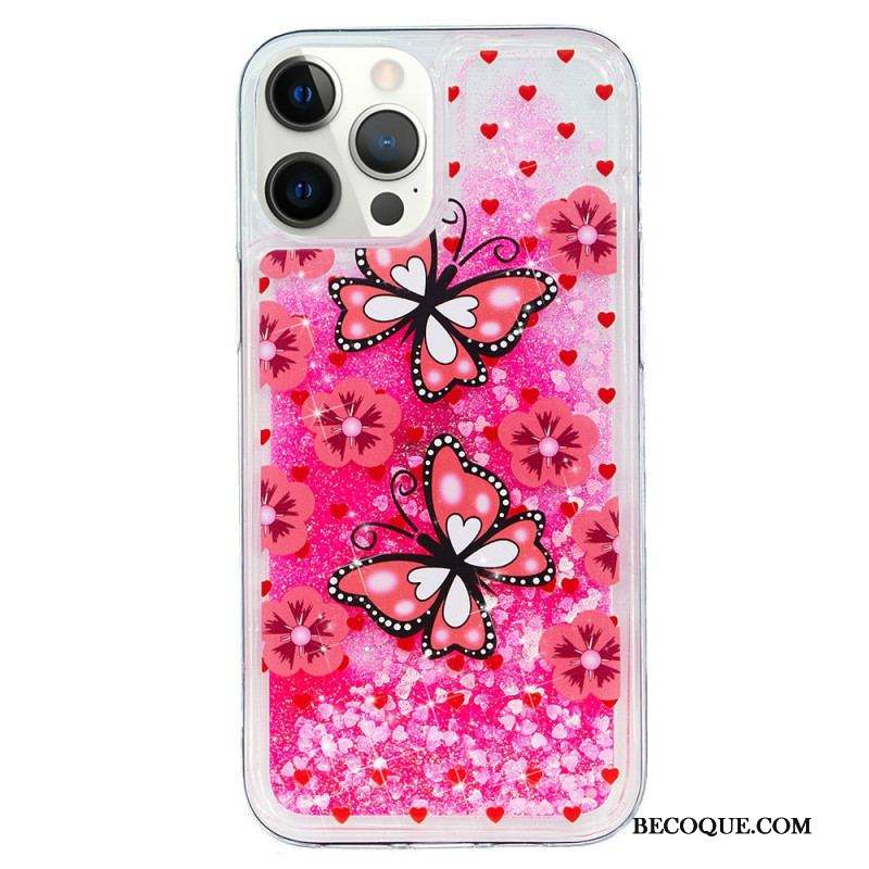 Coque iPhone 15 Pro Max Paillettes Papillons