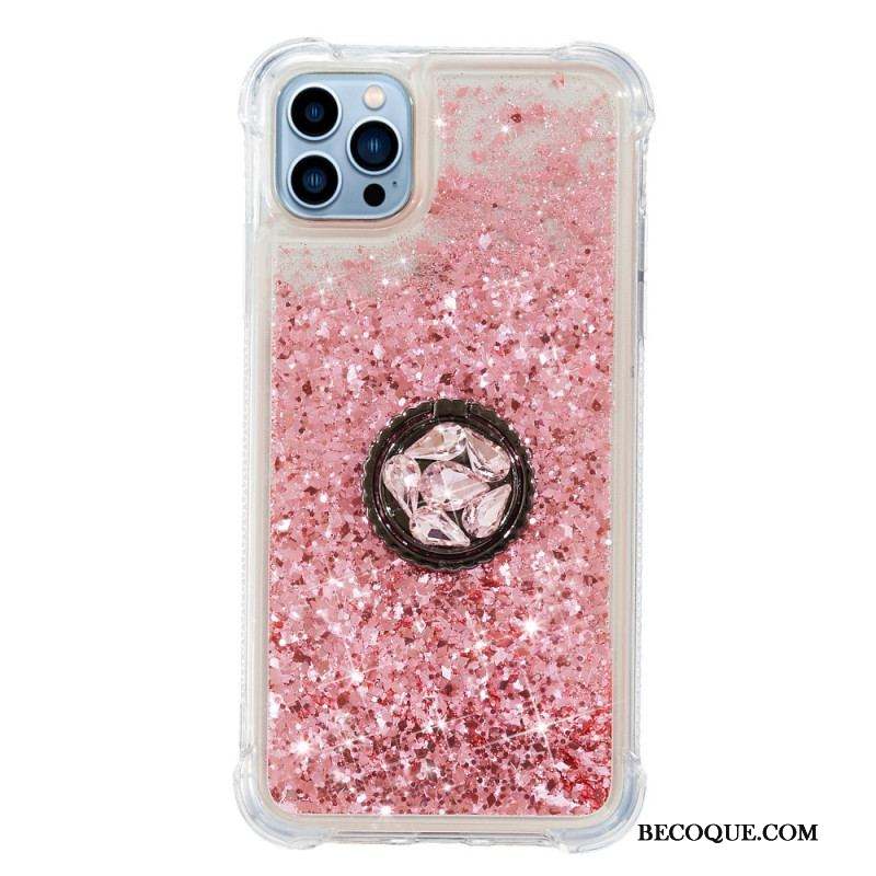 Coque iPhone 15 Pro Max Paillettes avec Anneau-Support