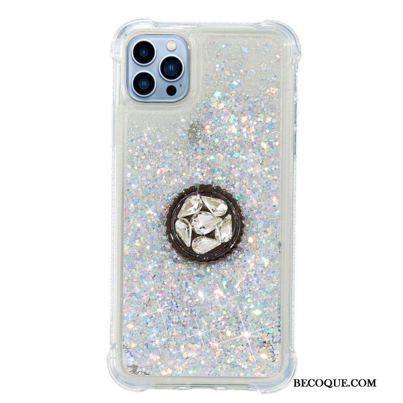 Coque iPhone 15 Pro Max Paillettes avec Anneau-Support