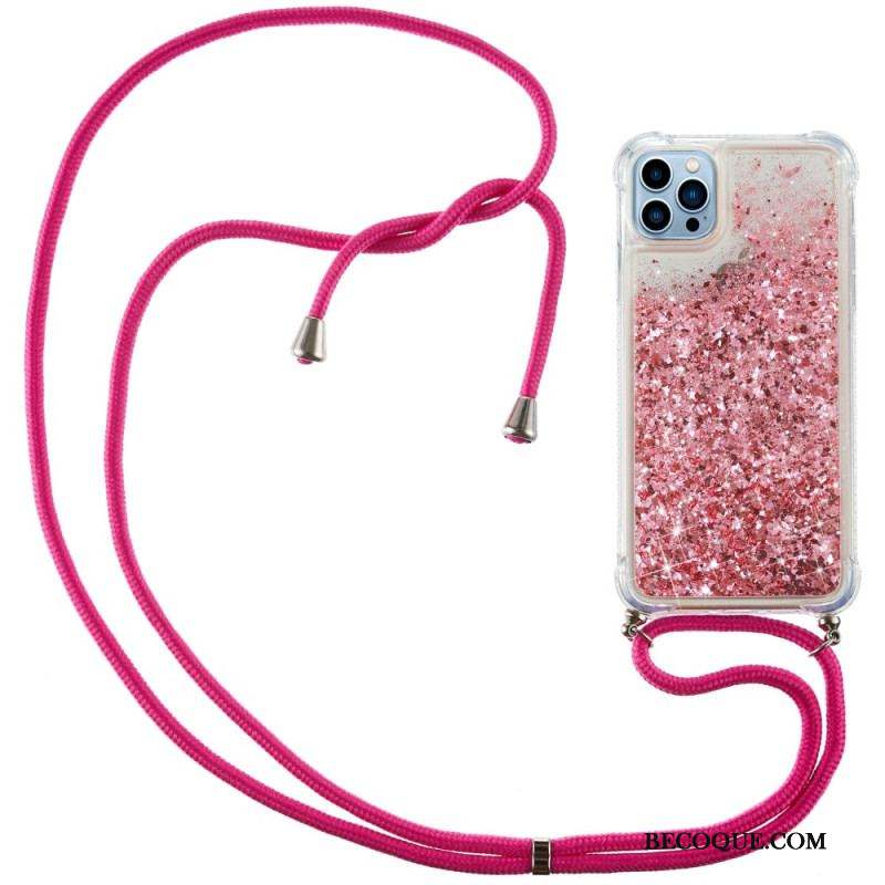 Coque iPhone 15 Pro Max à Cordon Paillettes