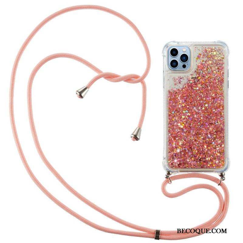 Coque iPhone 15 Pro Max à Cordon Paillettes