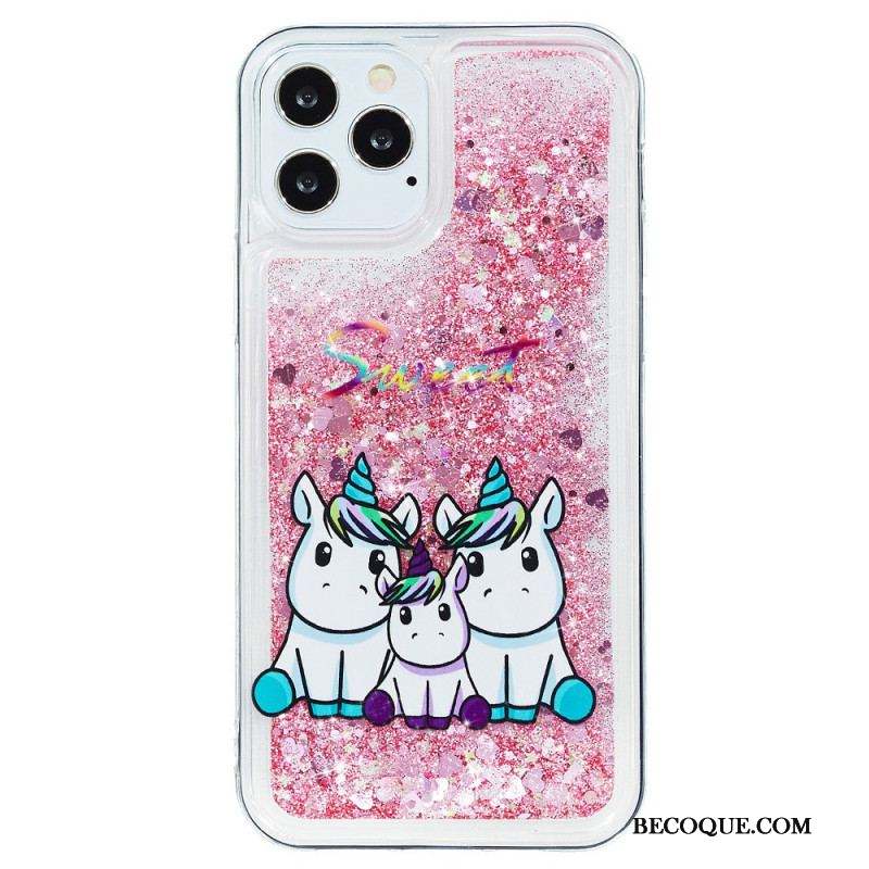 Coque iPhone 15 Pro Paillettes Licornes