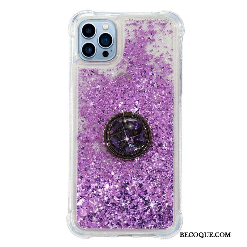 Coque iPhone 15 Pro Paillettes avec Anneau-Support