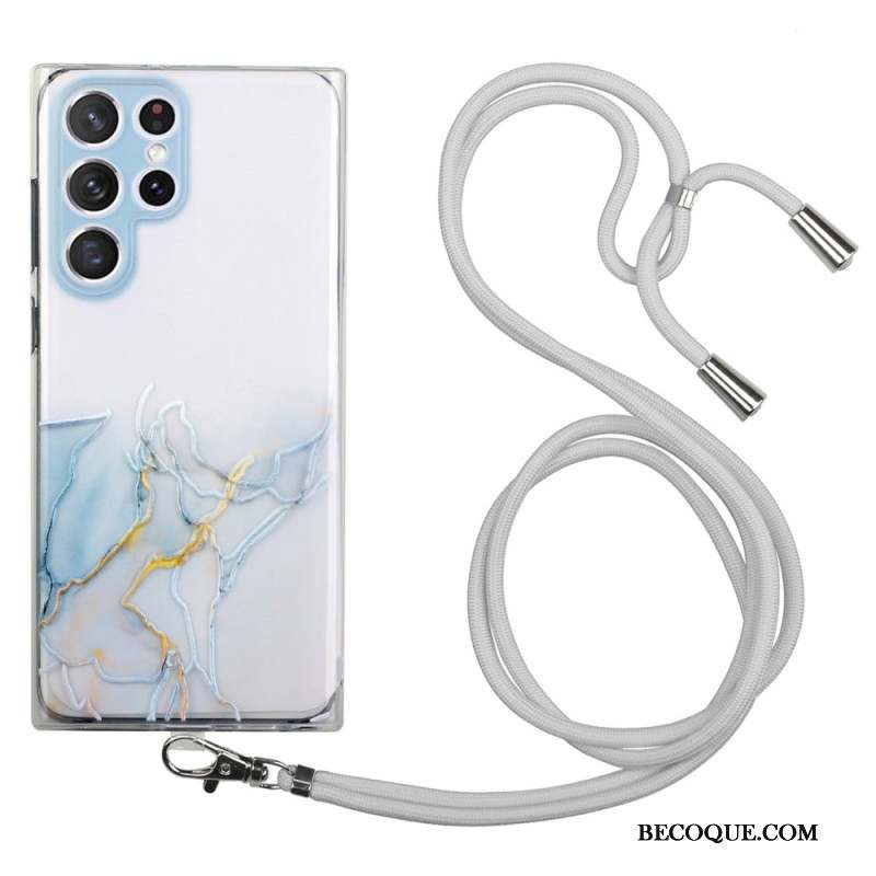 Coque à Cordon Samsung Galaxy S24 Ultra 5G Marbre Aquarelle