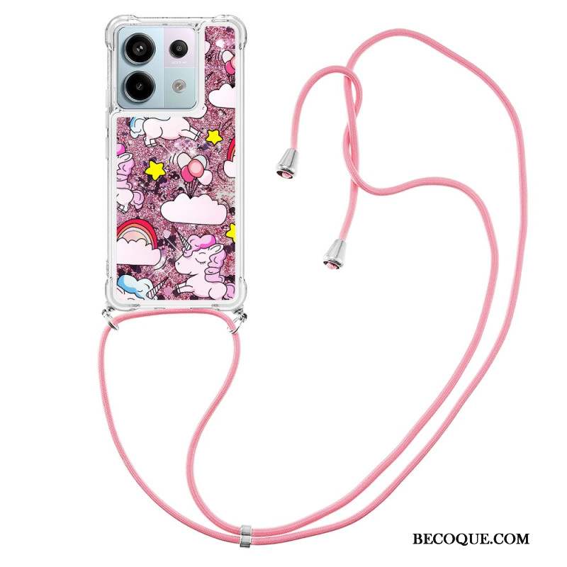 Coque à Cordon Xiaomi Redmi Note 13 Pro 5G / Poco X6 5G Paillettes Motif Cartoon