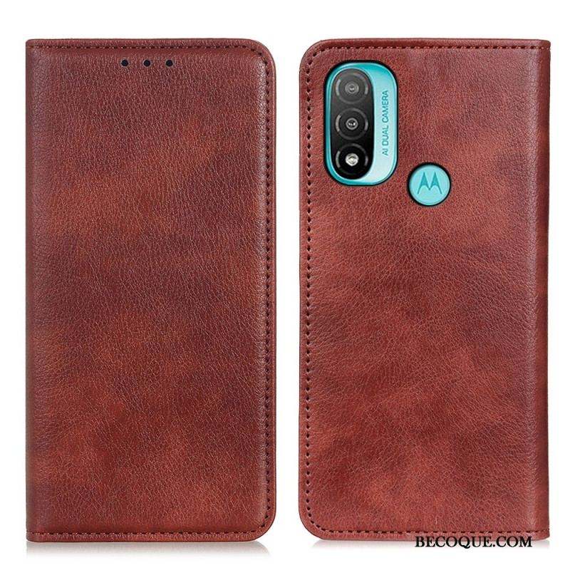 Flip Cover Moto E40 / E30 / E20 Cuir Fendu Texturé