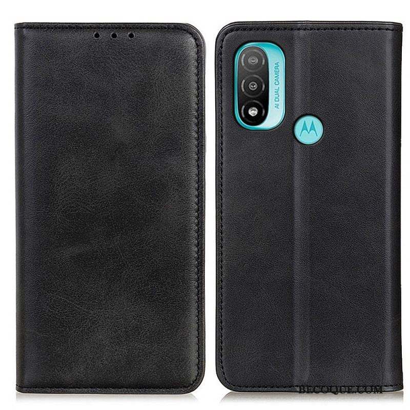 Flip Cover Moto E40 / E30 / E20 Cuir Fendu Élégance