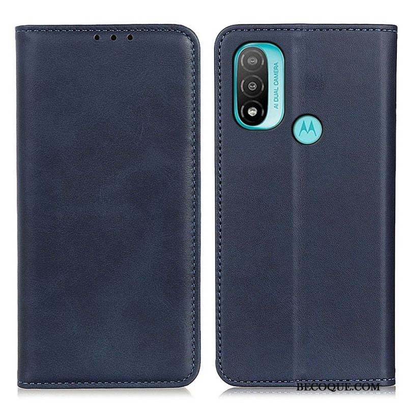 Flip Cover Moto E40 / E30 / E20 Cuir Fendu Élégance