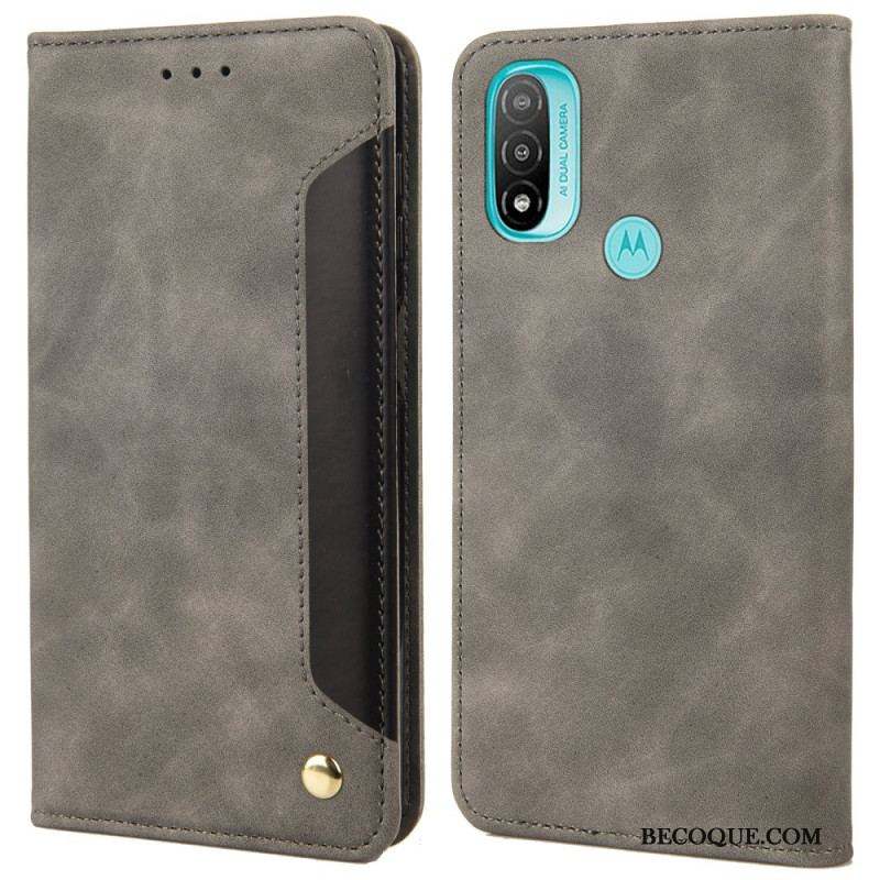 Flip Cover Moto E40 / E30 / E20 Effet Cuir Business Bicolore