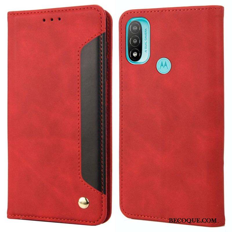 Flip Cover Moto E40 / E30 / E20 Effet Cuir Business Bicolore