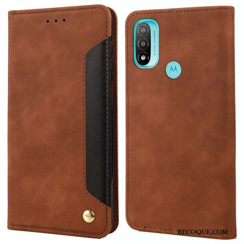 Flip Cover Moto E40 / E30 / E20 Effet Cuir Business Bicolore