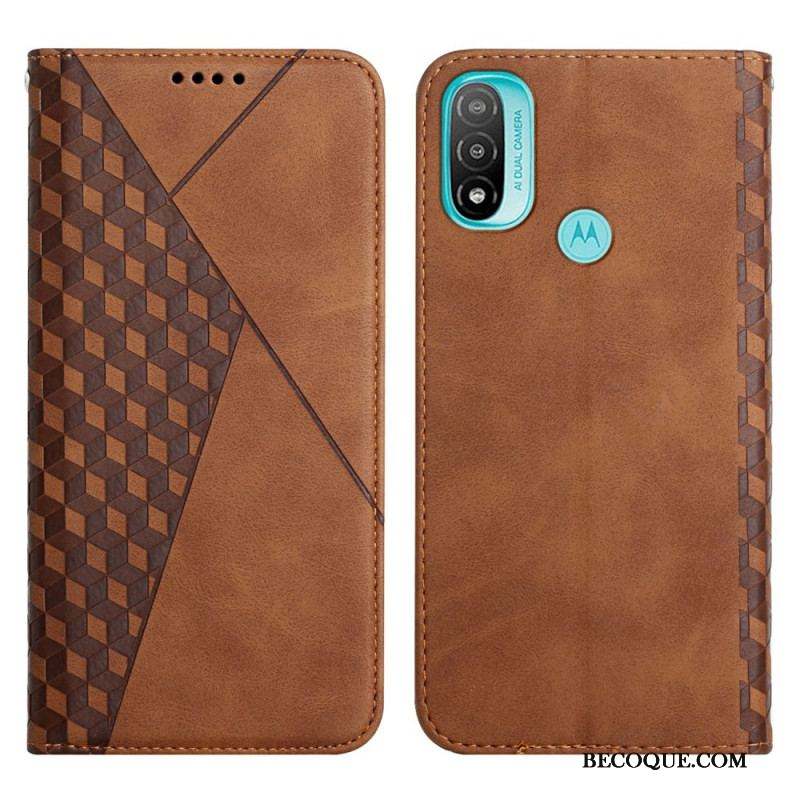 Flip Cover Moto E40 / E30 / E20 Effet Cuir Géo