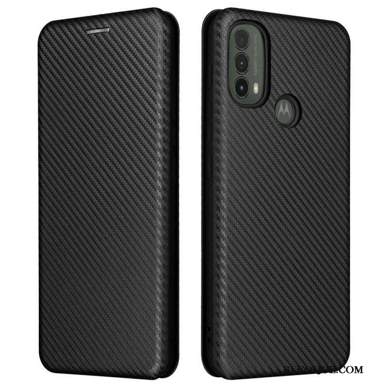 Flip Cover Moto E40 / E30 / E20 Fibre Carbone