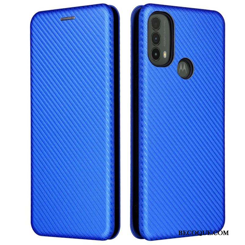 Flip Cover Moto E40 / E30 / E20 Fibre Carbone